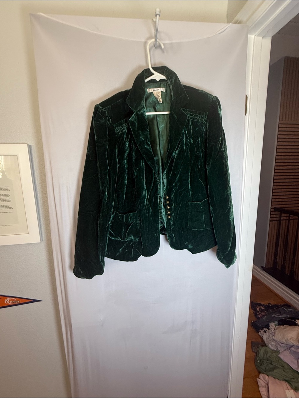 Edward Green Velvet Blazer Jacket Women’s XL Gold Button Vintage Inspired - Picture 2 of 5